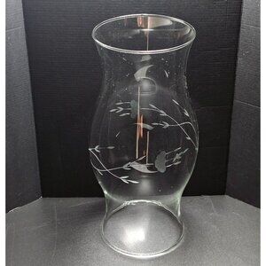 Princess House Heritage Hurricane Candleholder 11.5" etched flowers  romantic am